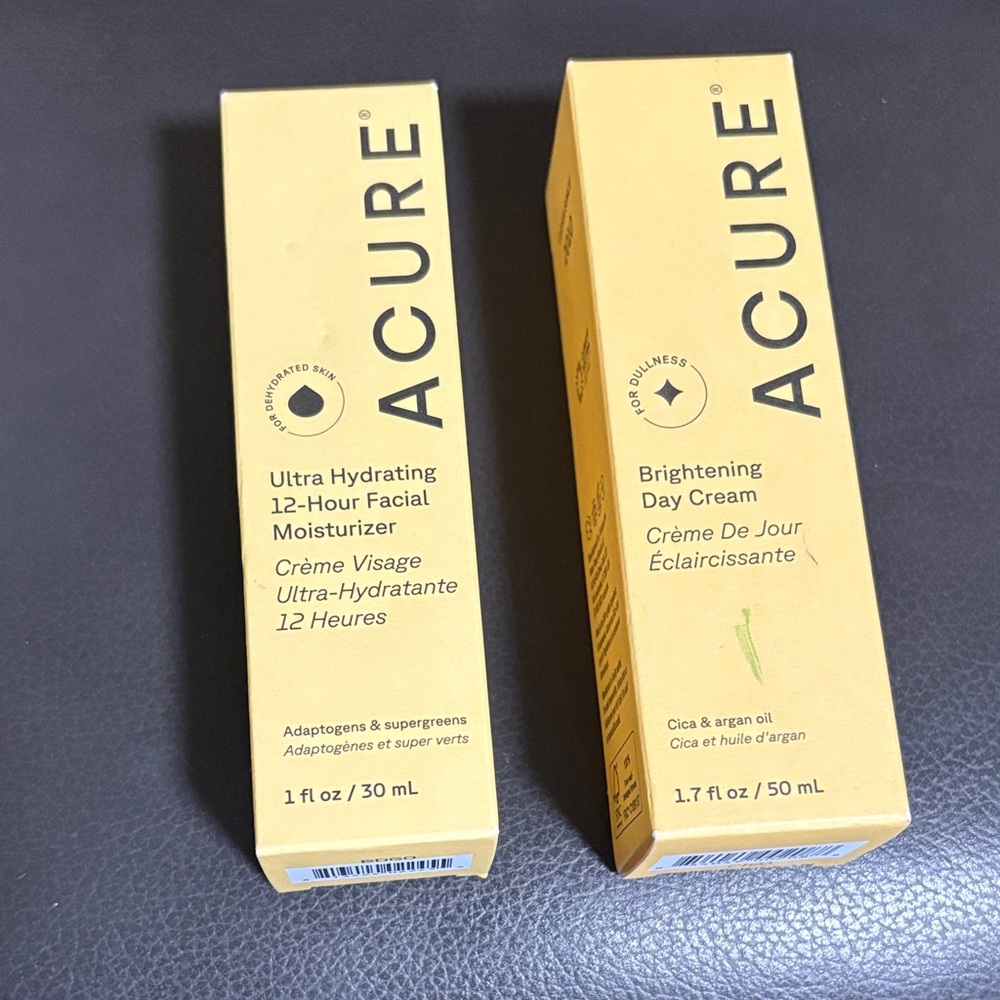 Acure Brightening Day Cream & Ultra Hydrating Facial Moisturiser 1.7 fl oz. 2X.